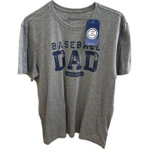 Life is Good. Men's  Baseball Dad Short Sleeve Crusher Tee Heather Gray L